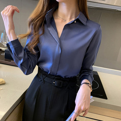 Silk Women's Shirt Long Sleeve Fashion Woman Blouses Satin Top Female Shirts and Blouse Basic Ladies Tops OL Women Clothing