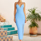 New Summer Women White Bodycon Bandage Dress Sexy V Neck Spaghetti Strap Club Celebrity Evening Runway Party Long Dresses