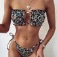 Sexy Bikini Pleated Bandeau Swimsuit Female Swimwear Women Mini Thong Bikini Set Bather Swimming Beachwear for Bathing Suit