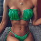 Sexy Bikini Pleated Bandeau Swimsuit Female Swimwear Women Mini Thong Bikini Set Bather Swimming Beachwear for Bathing Suit