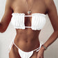Sexy Bikini Pleated Bandeau Swimsuit Female Swimwear Women Mini Thong Bikini Set Bather Swimming Beachwear for Bathing Suit