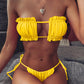 Sexy Bikini Pleated Bandeau Swimsuit Female Swimwear Women Mini Thong Bikini Set Bather Swimming Beachwear for Bathing Suit