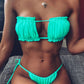 Sexy Bikini Pleated Bandeau Swimsuit Female Swimwear Women Mini Thong Bikini Set Bather Swimming Beachwear for Bathing Suit