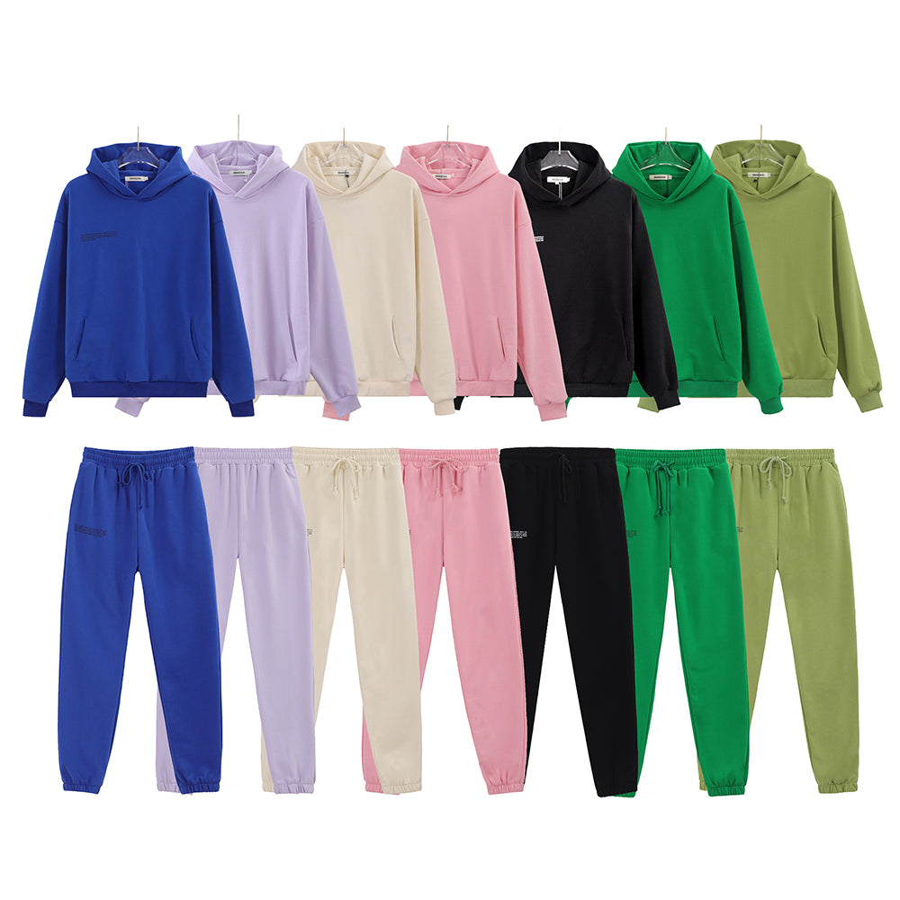 100% Cotton Solid Hoodies Sets Track Pants Women Hooded Sweatshirts Female Pullover Two Pieces Suits