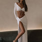 Autumn Fashion Outfits Top and Skirt Set Women Drawstring Ruched Long Sleeve Two Piece Set Bodycon Skirts Split