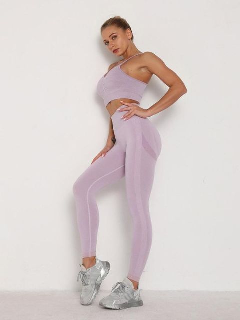 Women's Sets Skinny Tracksuit Breathable Bra Long Sleeve Top Seamless Outfits High Waist Push Up Leggings Gym Clothes Sport Suit