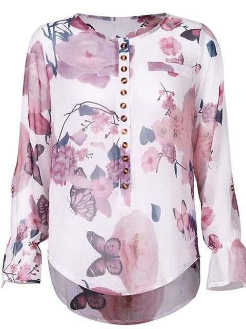 Long Sleeve Women Blouses Plus Size Turn-down Collar Blouse Shirt Casual Tops Elegant Work Wear Chiffon Shirts 5XL