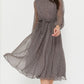 Elegant Dot Print Long Sleeve Polka Dress O Neck Chiffon A Line Women Casual Dress Vintage Midi Vestidos De