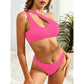 Sexy One Shoulder Bikini Textured Swimwear Women High Cut Swimsuit Women Bathing Suits Solid Brazilian Bikinis Set